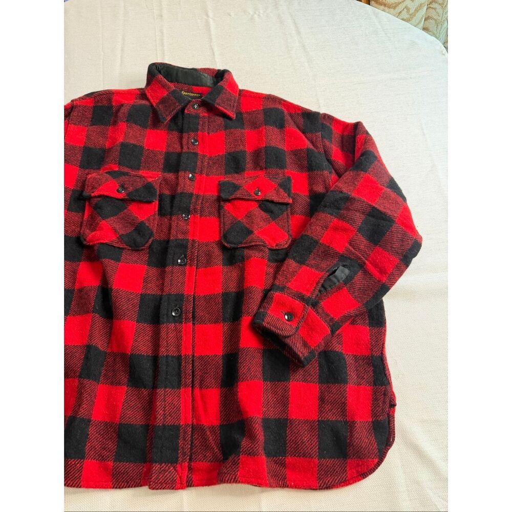 Sears Men’s Vintage Red Black Lumberjack Flannel Shirt Size XL See Measurements - Picture 2 of 10